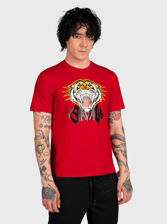 TS115 red T-shirt with accent print  - 1