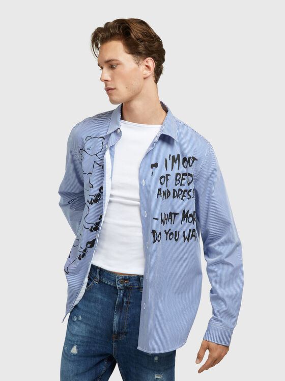 Риза от памук с графити принт - 1