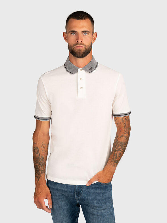 Piqué polo shirt with piped collar - 1