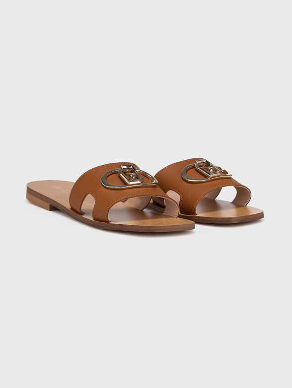 SABA 06 brown leather sandals with logo detail - 2