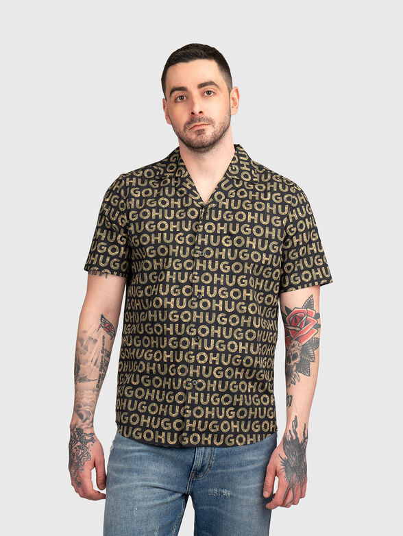 Cotton shirt with monogram logo print - 1