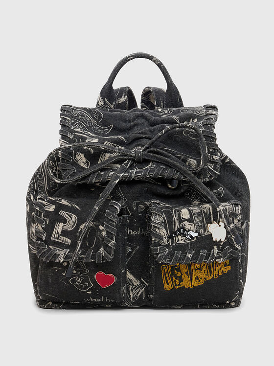 Denim backpack with print - 1