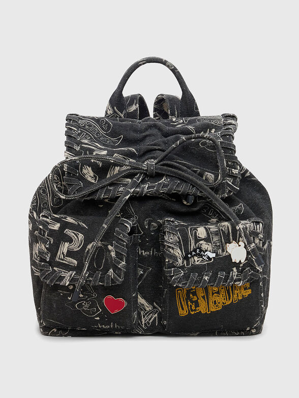 Denim backpack with print - 1