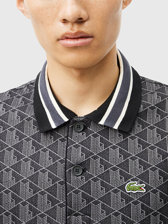 Polo shirt with accent collar in green - 4