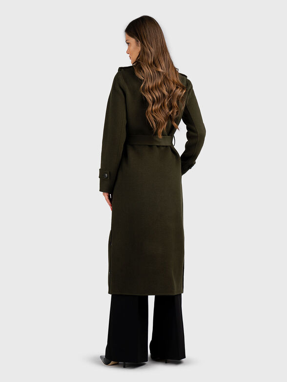 Wool coat with waist belt  - 2