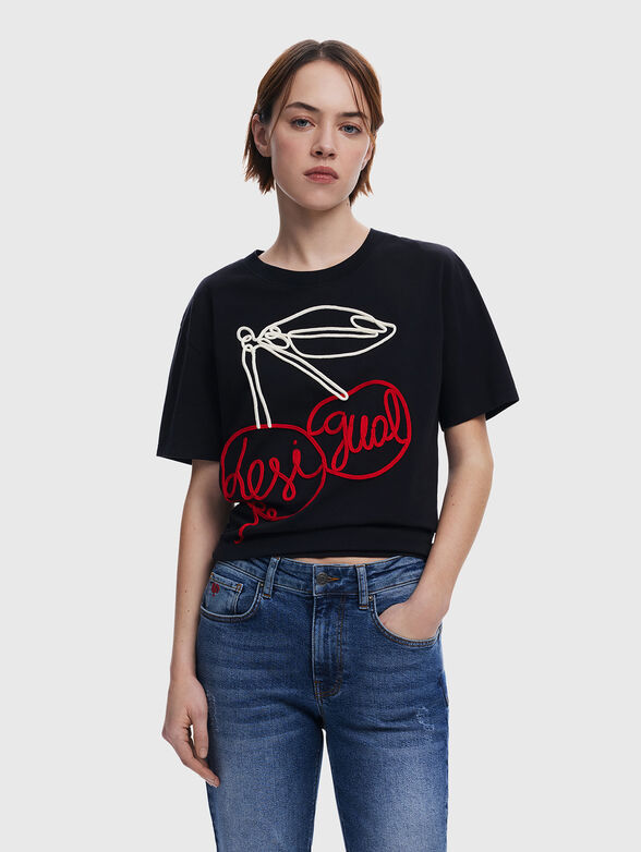 Cotton T-shirt with embroidery - 0