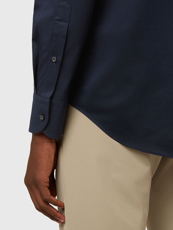 Dark blue cotton blend shirt  - 4