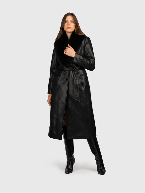 Coat with soft collar and waist belt - 1