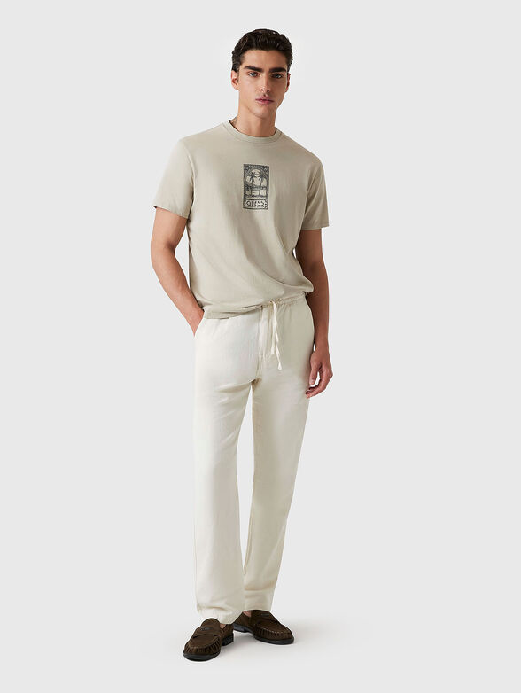 ECRU cotton T-shirt with accent print - 2