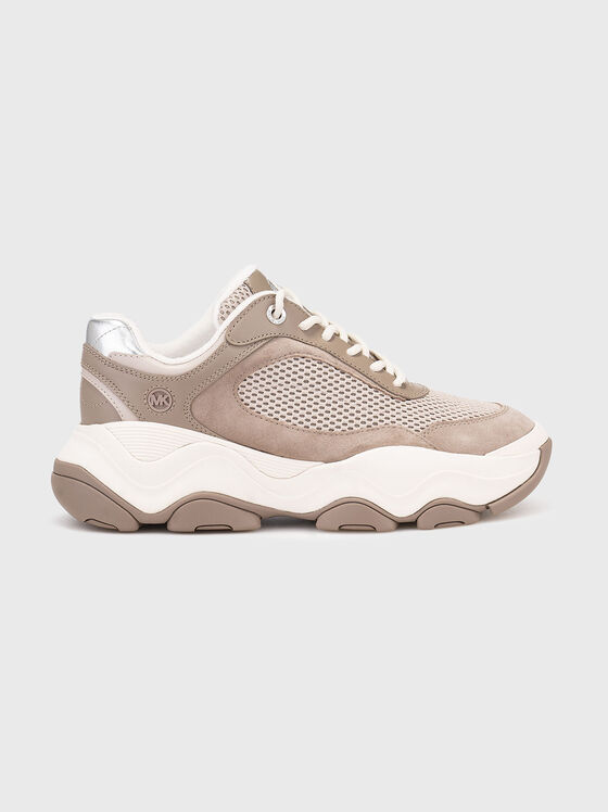 Кожени спортни обувки с велурени детайли - 1