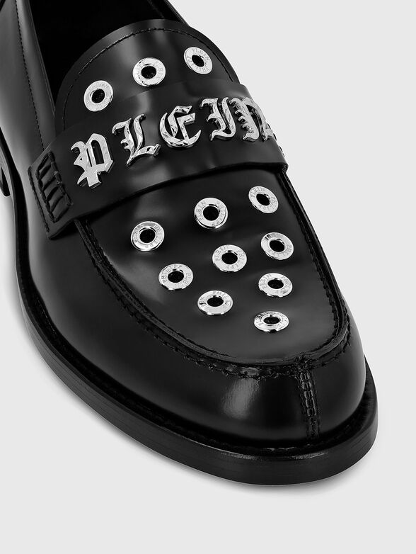Leather loafers with metal eyelets - 3