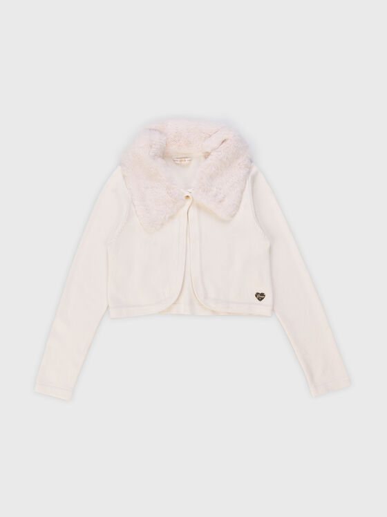 Cardigan with fluffy collar - 1