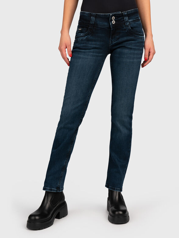 Cotton jeans in dark blue color - 1
