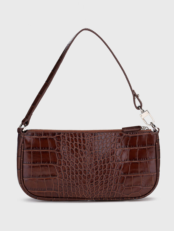 Leather bag with croc effect in brown colour - 2