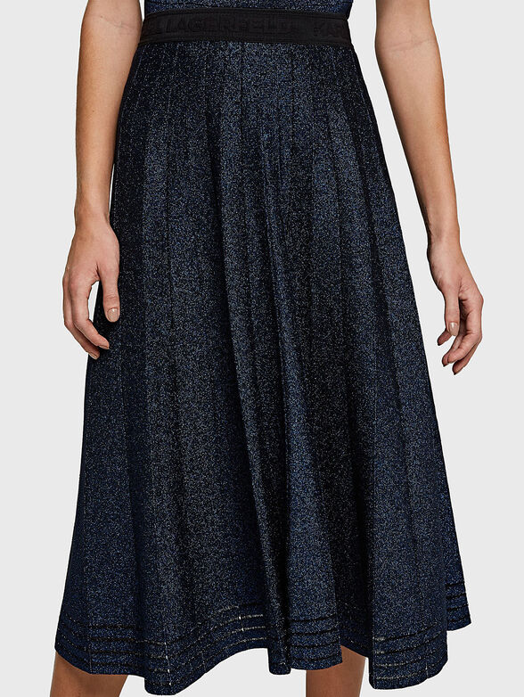 Blue midi skirt with sparkling threads - 3