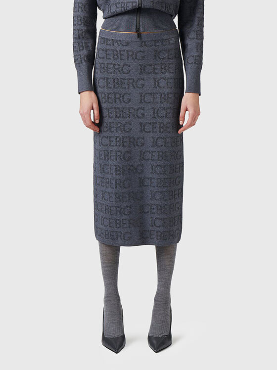 Пола от вълнен бленд с монограмно лого - 1