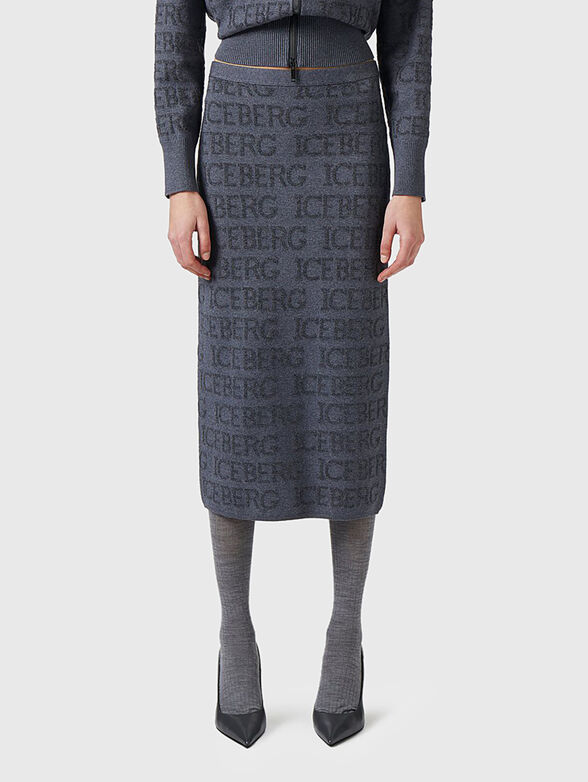 Wool blend skirt with monogram logo - 1