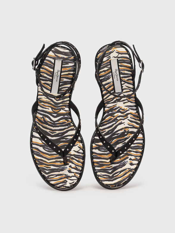 HAYES SAVAGE sandals with animal prind and studs  - 6