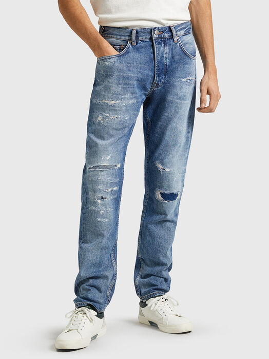 Blue jeans with ripped details