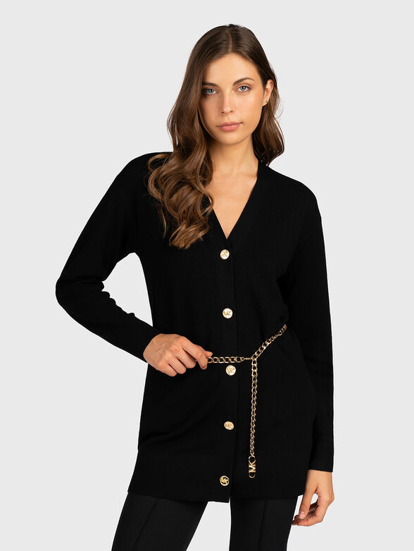 Black cardigan with accent buttons - 1