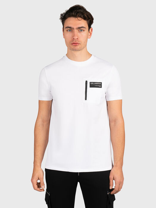 Beige T-shirt with accent pocket