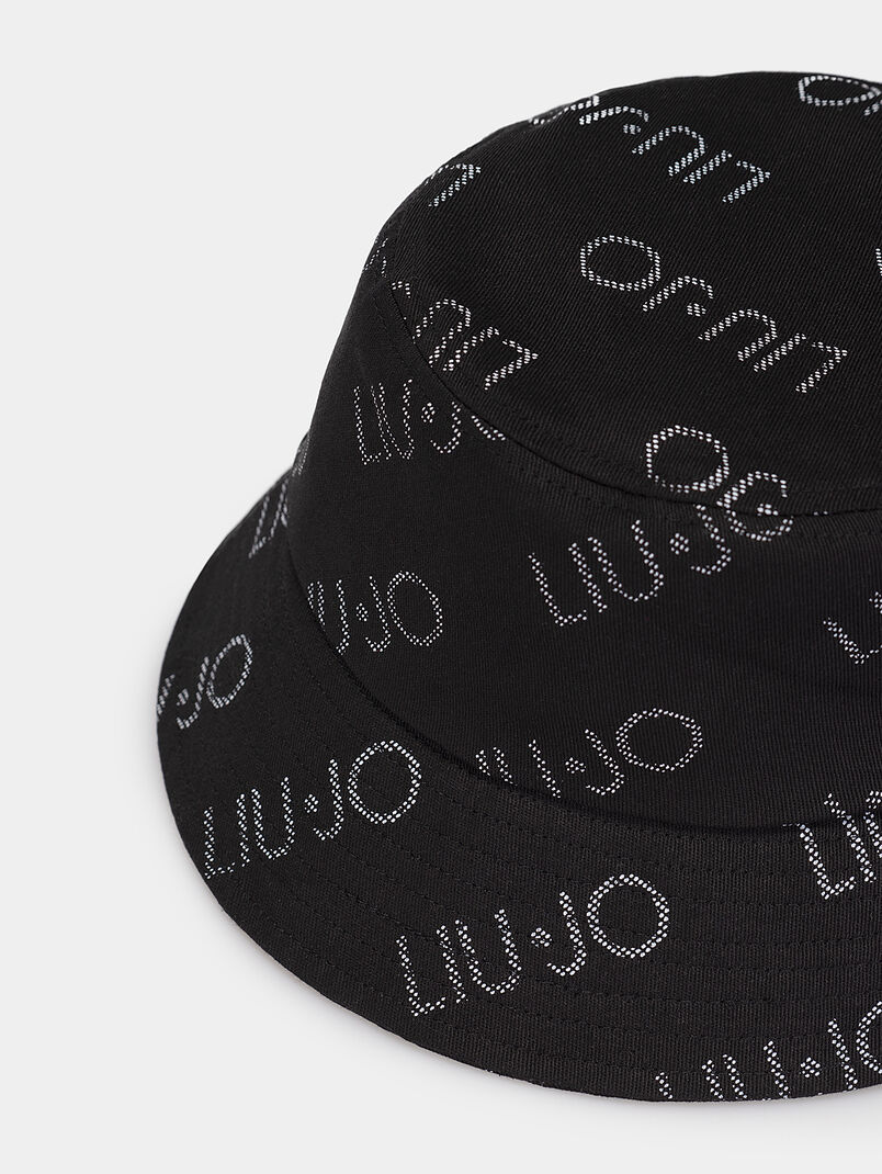Black bucket hat with logo motifs - 3