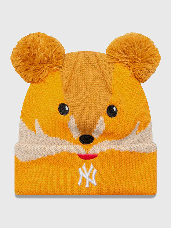 Orange knitted hat with pom pom - 1