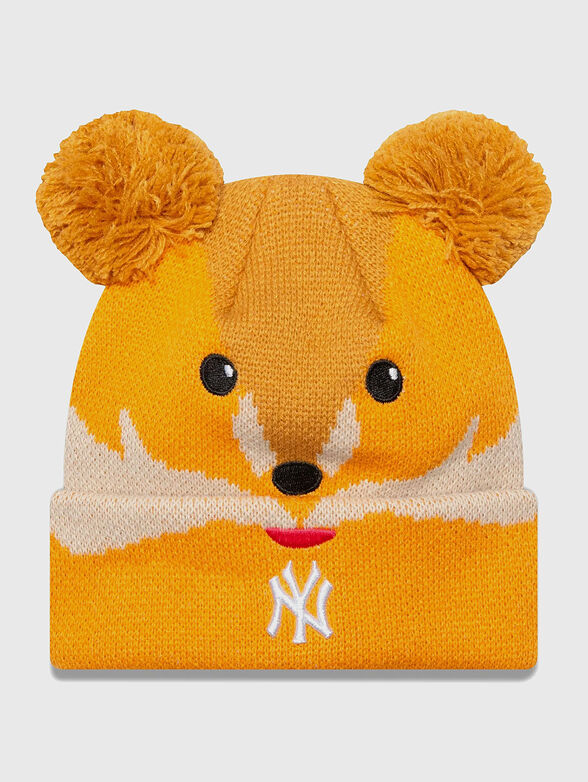 Orange knitted hat with pom pom - 1