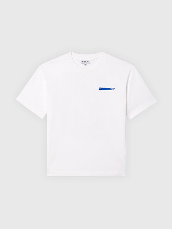 Contrast print T-shirt in white  - 1