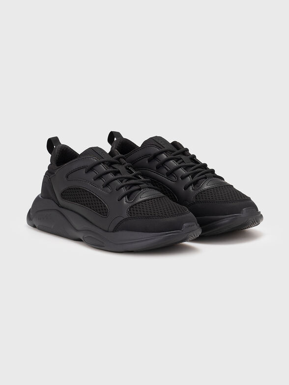 Black sports shoes with logo - 2