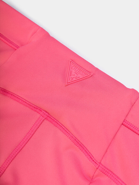 Leggings in pink color with contast logo bands - 4
