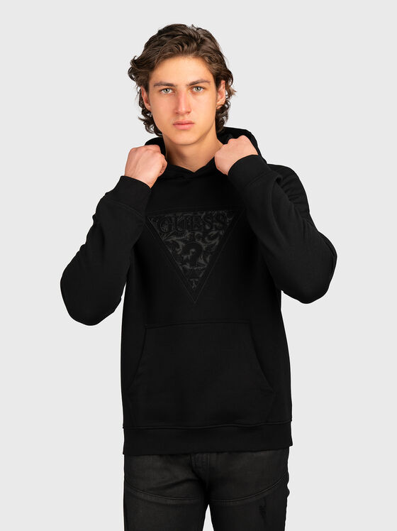 Black sweatshirt with logo embroidery - 1