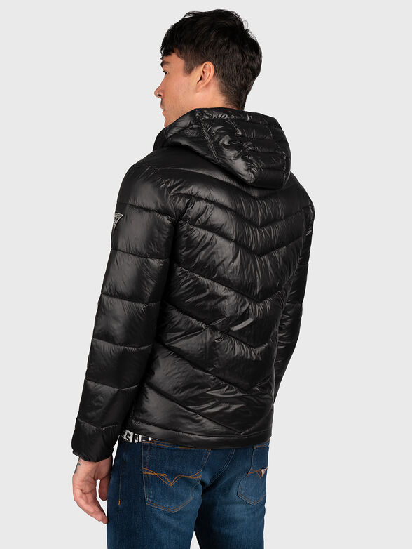 Padded jacket in black color with logo patch - 3