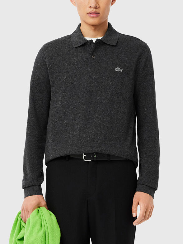 Dark gray cotton polo shirt - 1