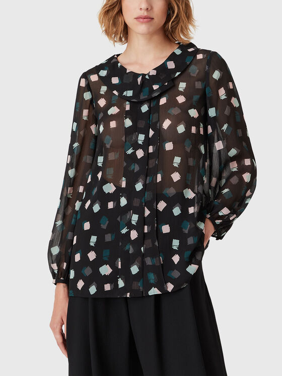 Blouse with sheer effect and accent print - 1