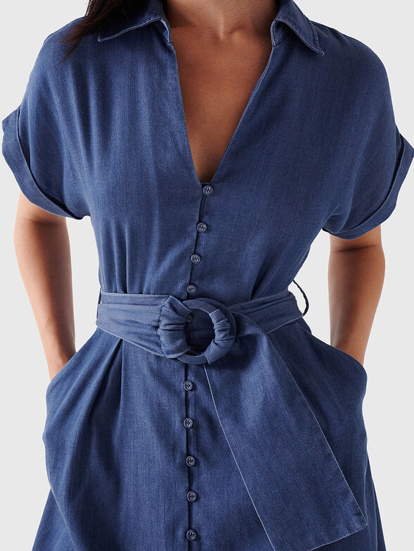 Belted blue dress - 4