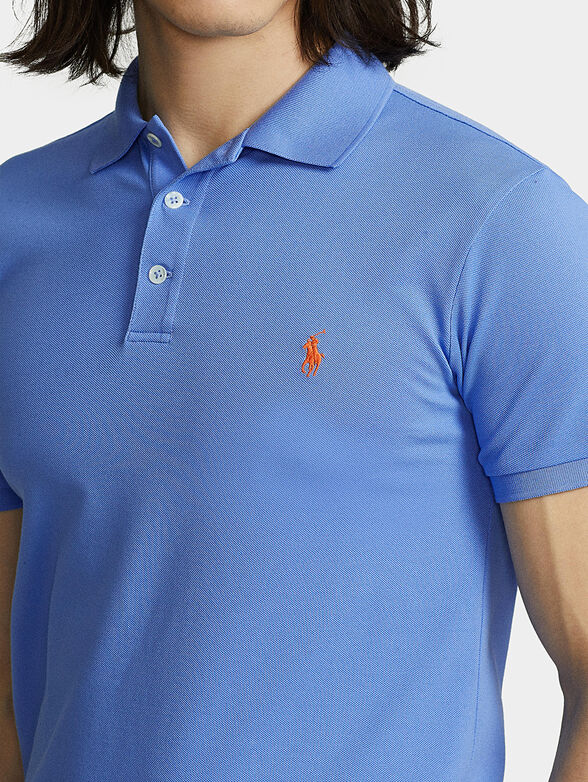 Blue polo shirt with logo embroidery - 4