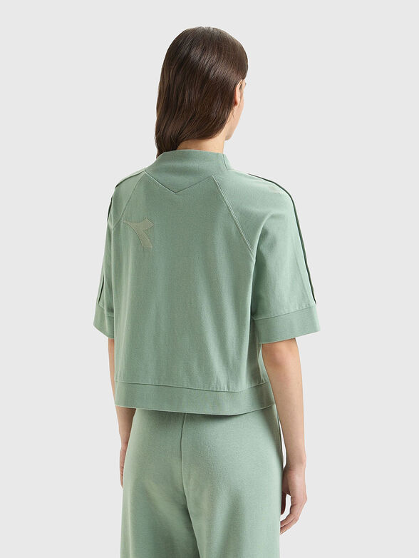 Черна памучна тениска с бродирано лого - 3