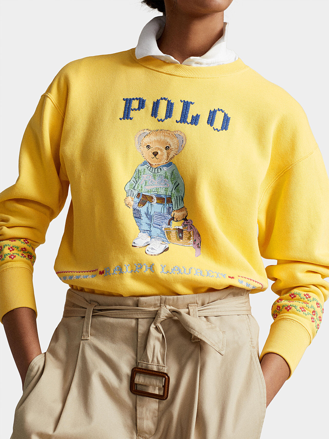 Sweatshirt with Polo Bear print and art embroidery brand