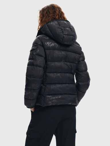 Quilted jacket with print in black colour - 3