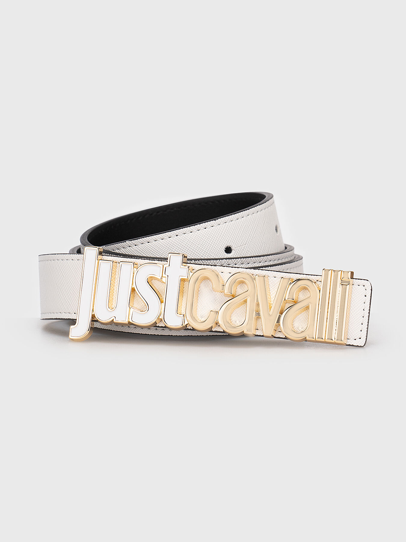 Black eco leather belt with logo buckle brand Just Cavalli