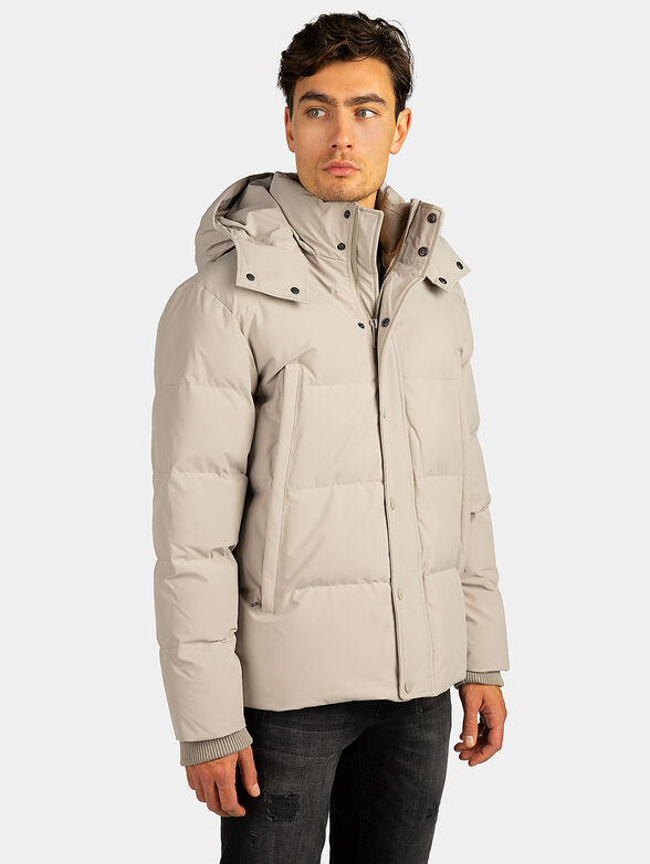 Padded jacket with removable hood - 1