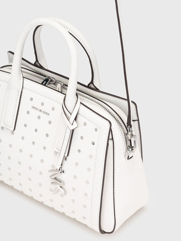 Leather bag with silver details and logo - 5