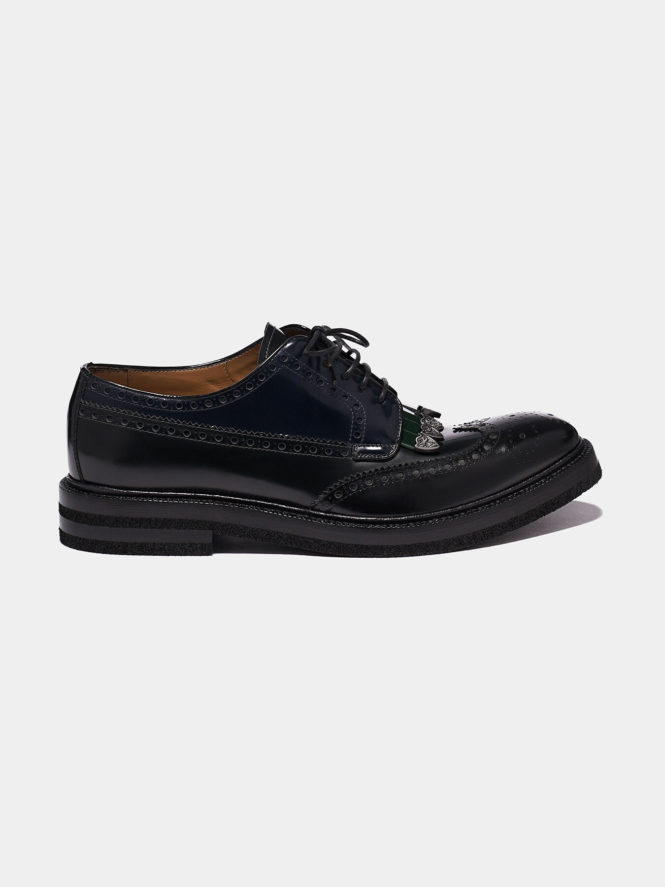 Leather Derby shoes with brogue perforations brand EMPORIO