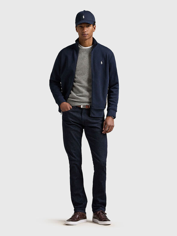 Navy blue sweatshirt with zip - 2