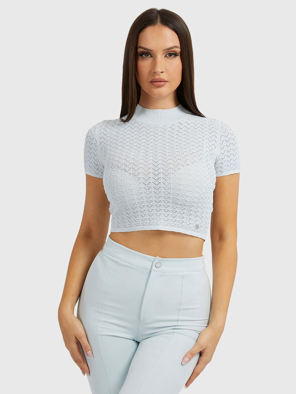 JULIE beige blouse with short sleeve - 1