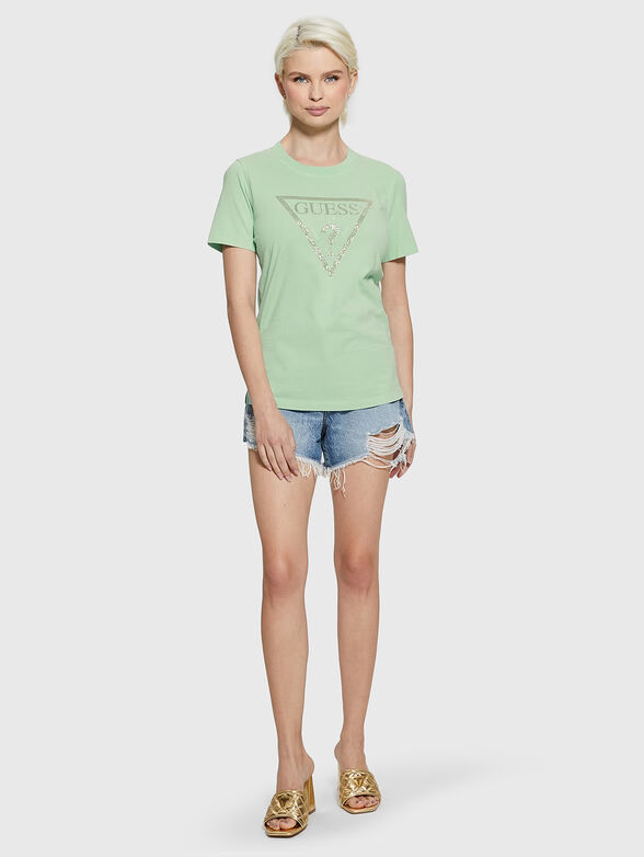 Crystal embellished T-shirt in blue - 2