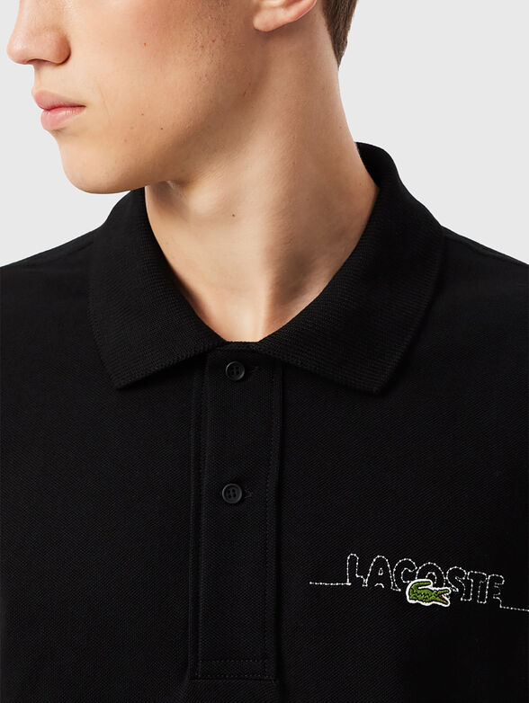 Black polo shirt with logo embroidery - 4