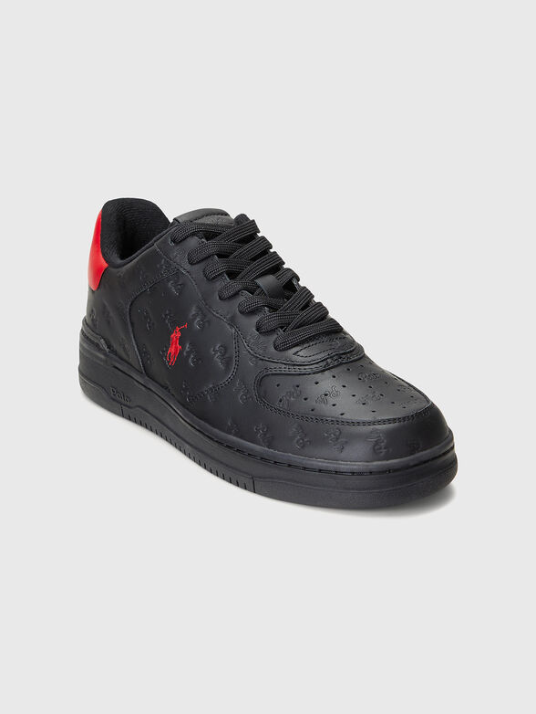 Black leather sneakers with red accents - 2