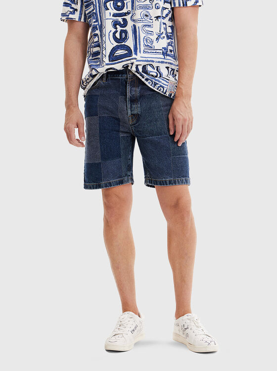 MARCE black denim shorts with patchwork elements - 1
